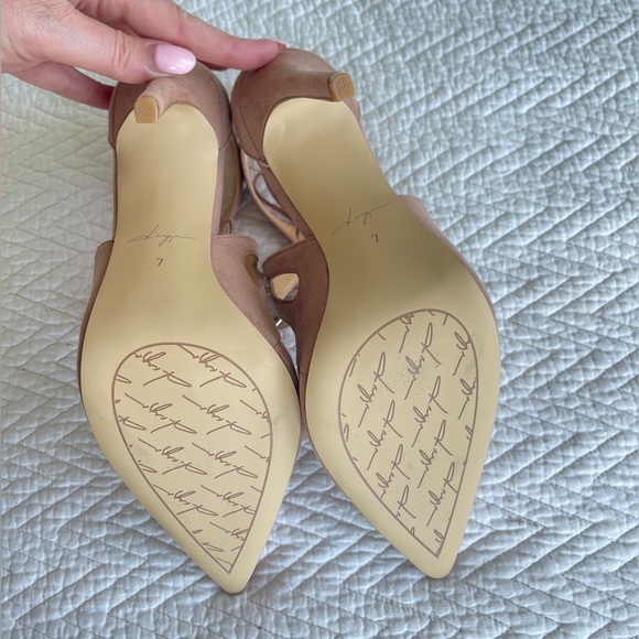 Tan Suede Pointy Toe Heels - Picture 3 of 4